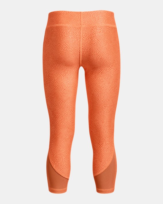 Girls' HeatGear® Armour Printed Ankle Crop, Orange, pdpMainDesktop image number 1